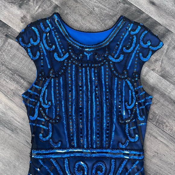 WOMAN'S DRESS Black BLUE SEQUIN Gatsby DRESS - Picture 4 of 8